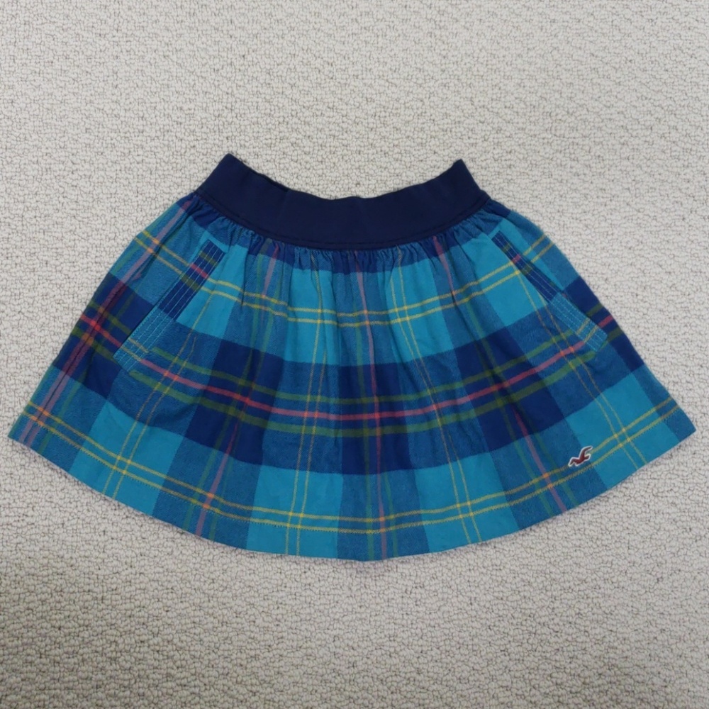 Girl's Hollister blue plaid flannel skirt M Medium